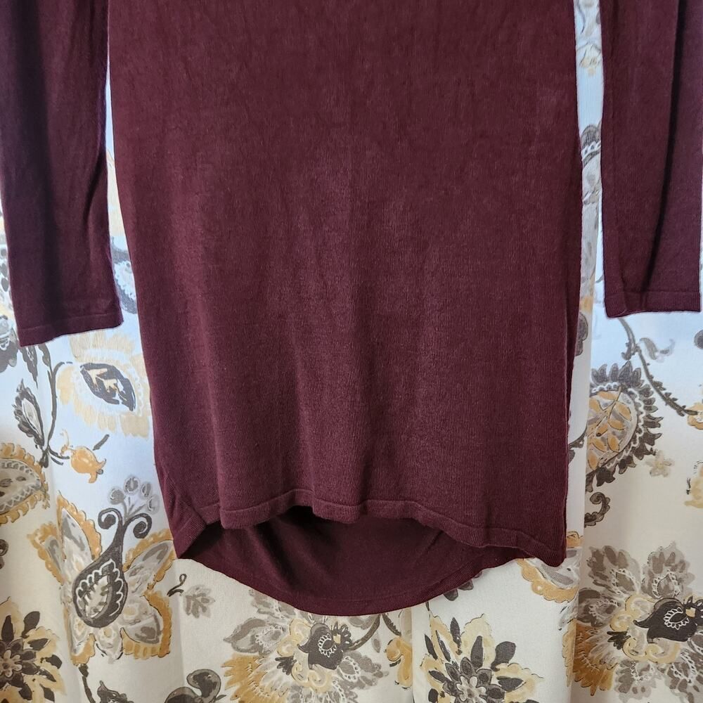 Express Sweater Dress Size Medium Plum Purple Long Sleeves, Ruched Holiday - Picture 5 of 8